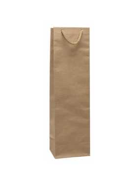Darčeková papierová taška na víno, šnúrkové uši > hnedá (40×11×9 cm)