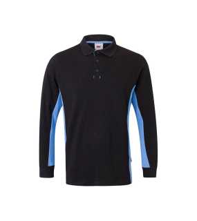 Pánska polokošeľa (VELILLA LS TWO-TONE POLO) > čierna / modrá (sky) > XL
