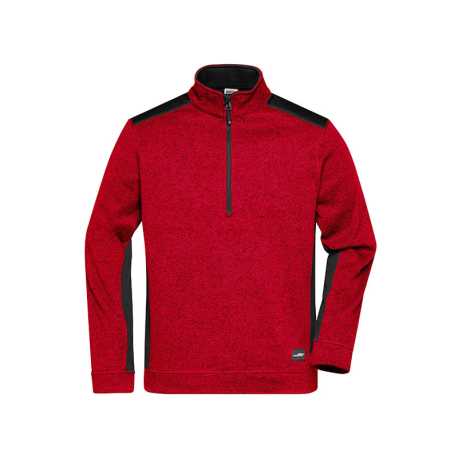 Pánska pracovná mikina(DAIBER Mens Workwear Fleece Halfzip)>červená (melange) / čierna>XS
