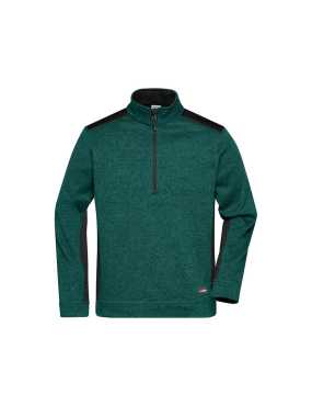 Pánska pracovná mikina(JN Mens Workwear Fleece Halfzip)>zelená (dark melange) / čierna>4XL