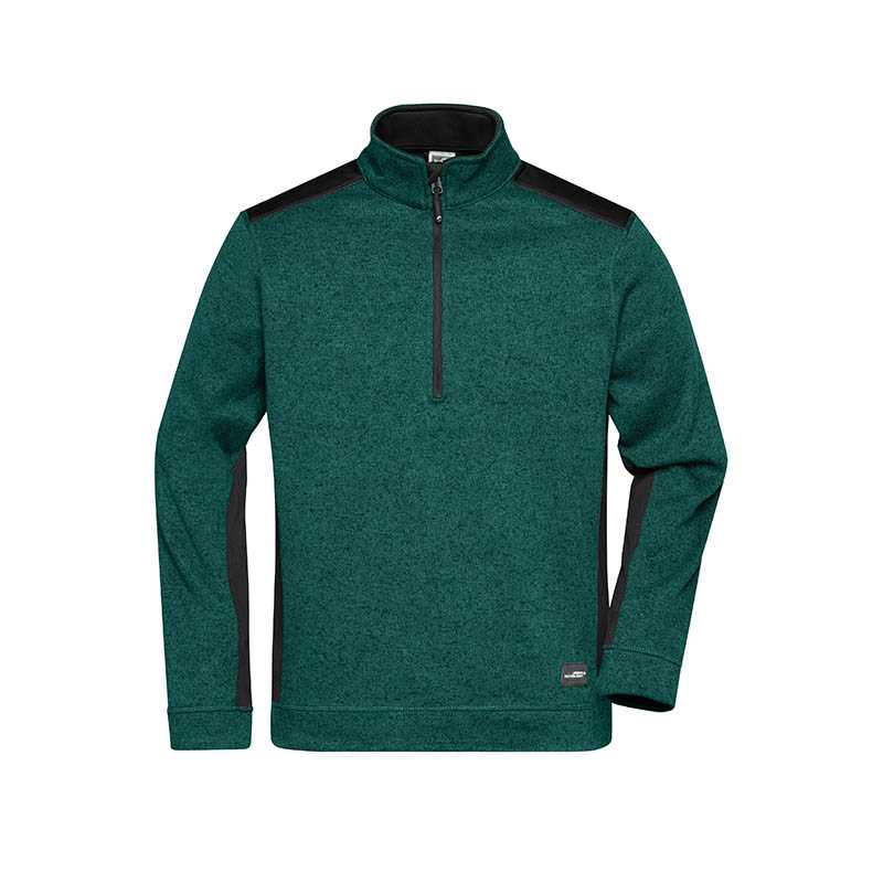 Pánska pracovná mikina(JN Mens Workwear Fleece Halfzip)>zelená (dark melange) / čierna>4XL